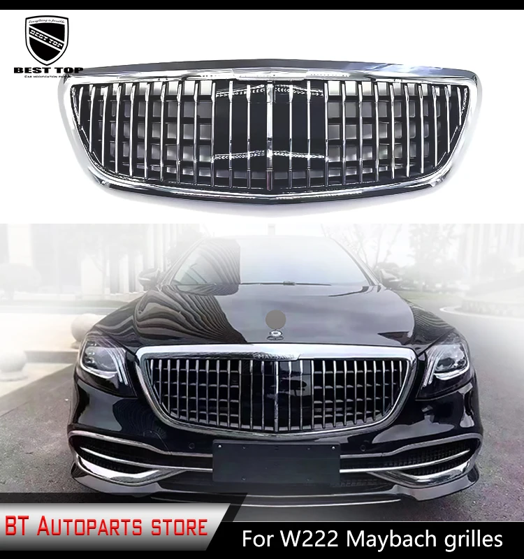 

For S Class W222 W223 Maybach Style ABS Grille Chrome Front Racing Grill Fit 2013-2021 S320 S400 S350 S500 S450