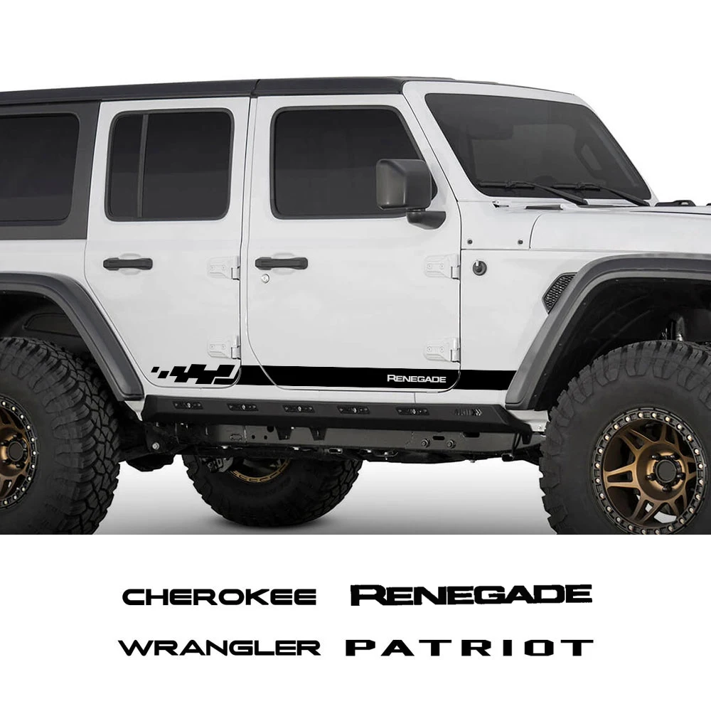 

2PCS Car Door Side Decor Sticker For Jeep Renegade Wrangler JK JL Cherokee Patriot Trail Hawk Compass Vinyl PVC Auto Accessories