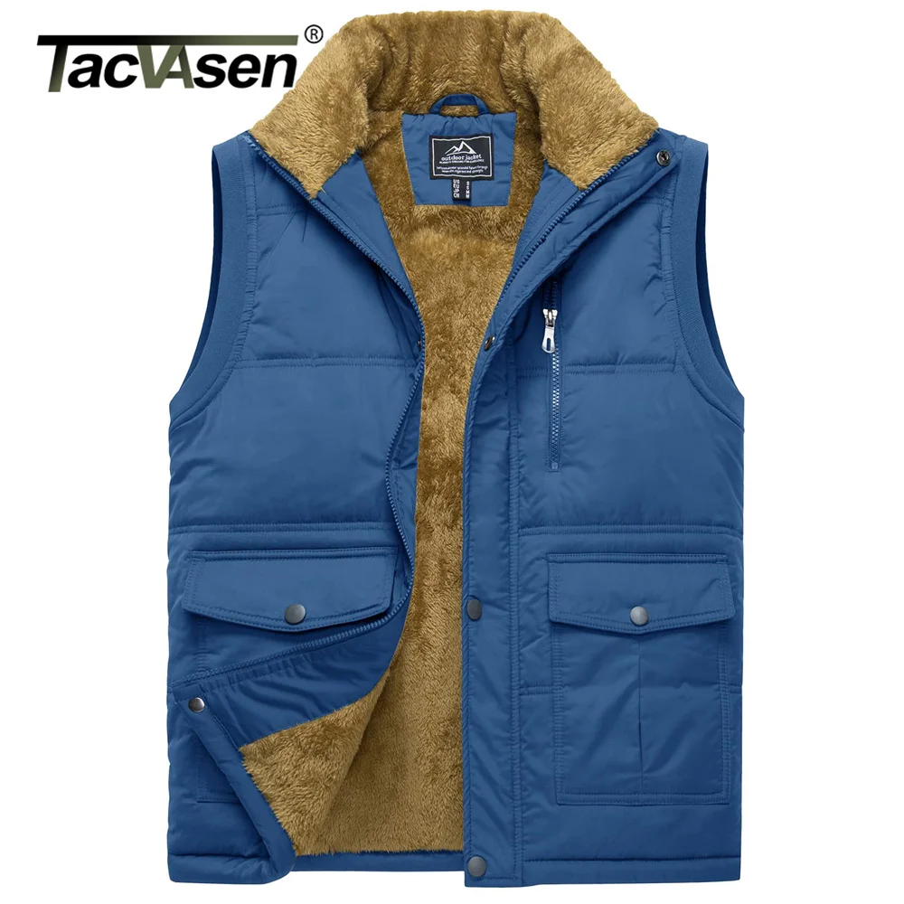 

TACVASEN Fleece Lining Mens Vest Jacket Sleeveless Gilet Coats Body Warmer Male Winter Waistcoat Photography Outdoor Work Jacket