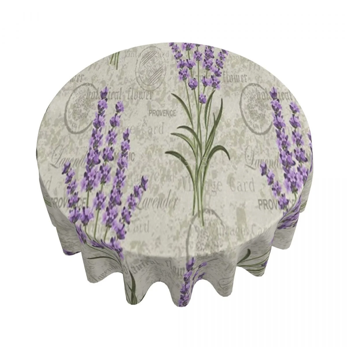 

Round Tablecloth 60 Inch Retro Purple Flowers Table Cover For Dinner Kitchen