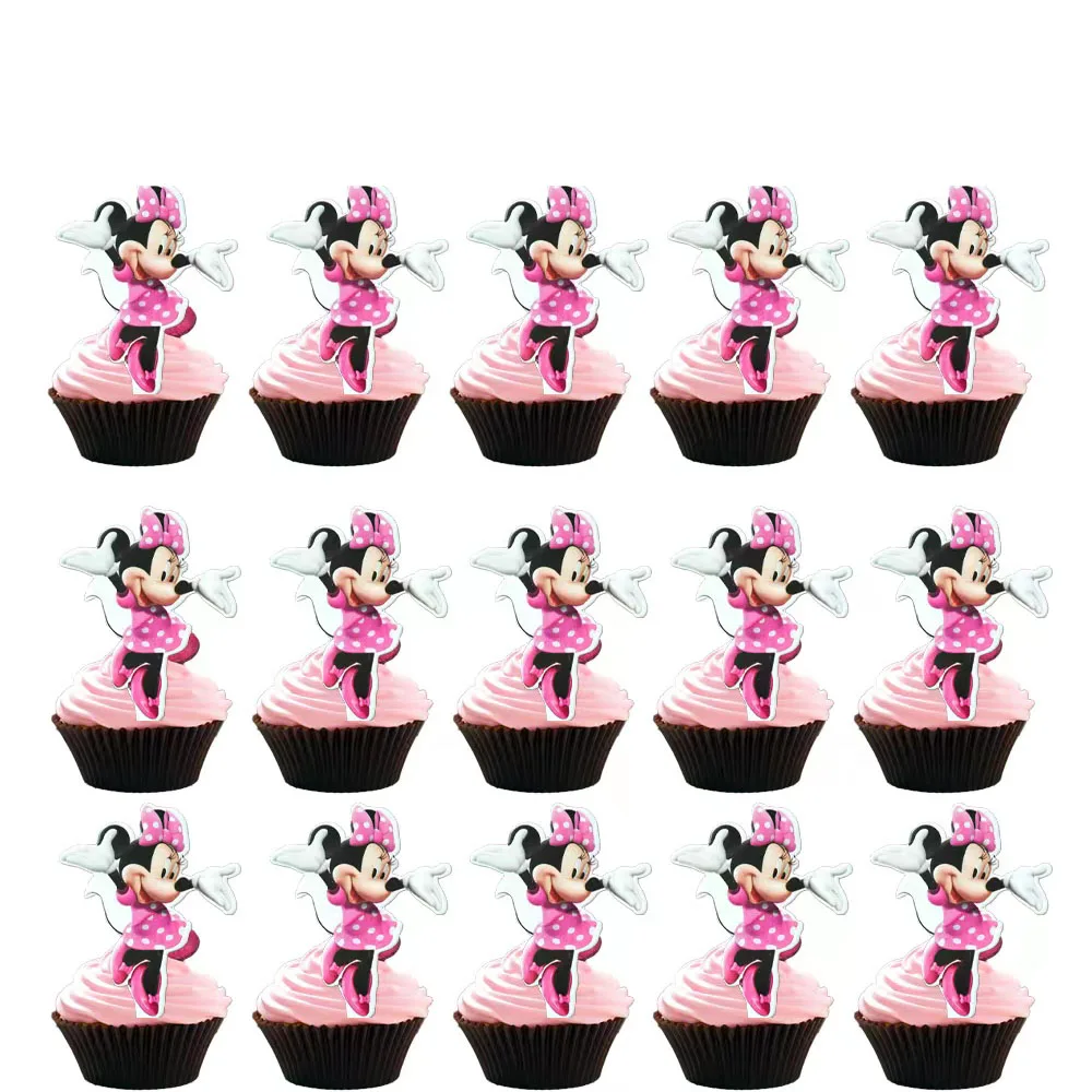 

Pink Minnie Mouse Theme Cupcake Toppers Baby Shower Party Decorations Kids Birthday Party Favors Cake Decoration Toothpicks