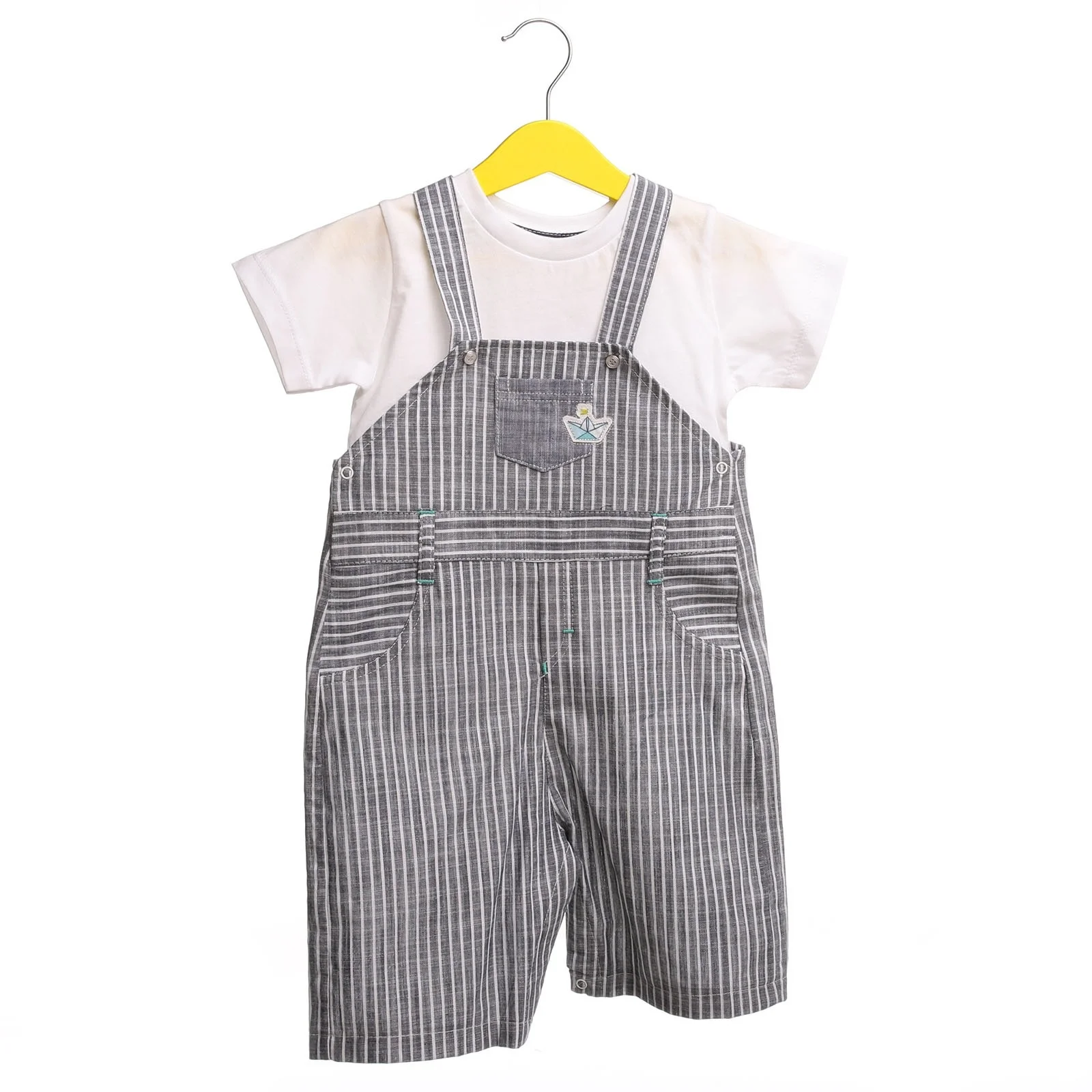 

ebebek HelloBaby 2022 New Season Baby Clothes Summer Boy Sailor Dungarees T-shirt Set