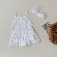2022 new summer infant dress children solid suspenders lace dress baby girl clothes sleeveless jumpsuit kid grils cotton dresses
