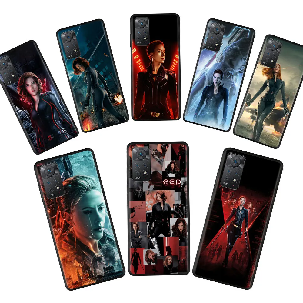 

Case Coque for Redmi Note 10 Pro 9 9S 11T K40 11Pro K50 8T K40ProPlus 11S 7 K40Gaming Marvel Black Widow Silicone Shell Phone