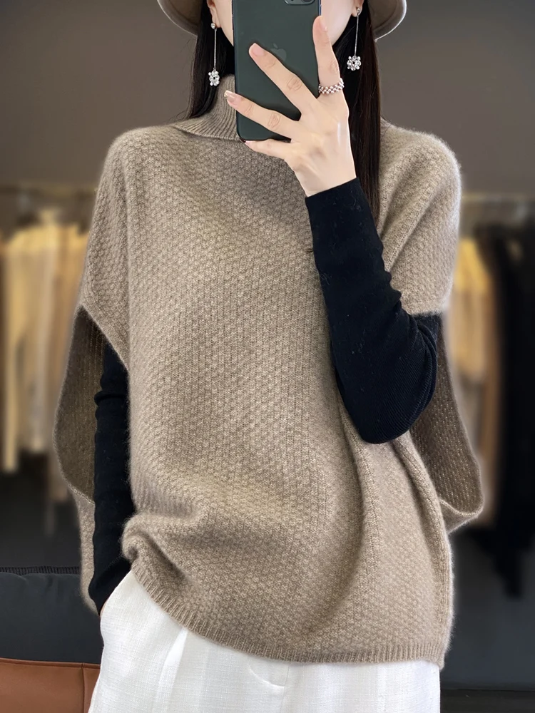 Роскошный осенне-зимний женский свободный жилет из 100% мериносовой шерсти