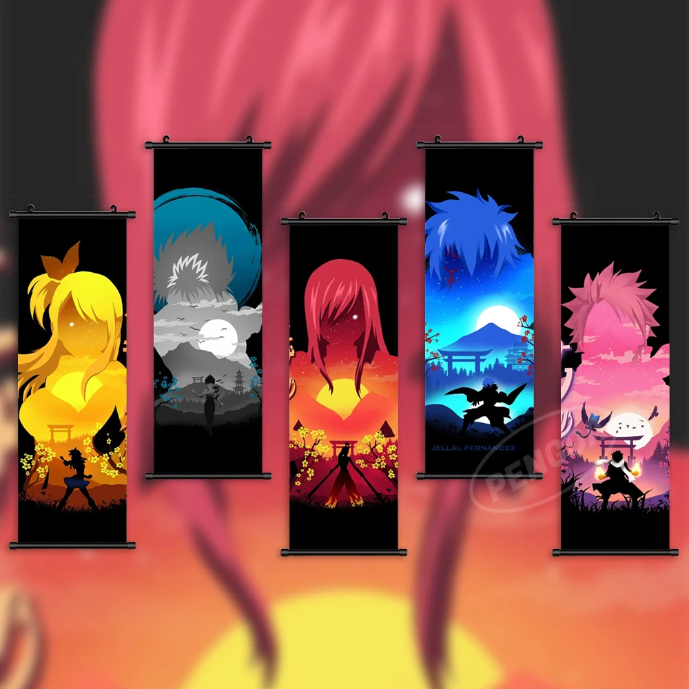 

Fairy Tail Poster Canvas Anime Print Painting Lucy Heartfilia Wall Artwork Erza Scarlet Picture Home Decor Mural Hanging Scrolls