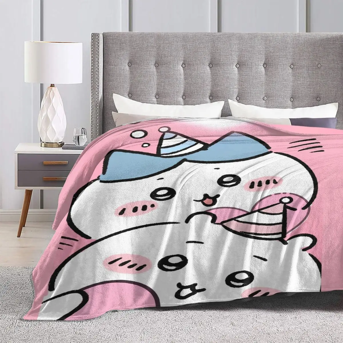 Теплое одеяло Chiikawa Love Heart плюшевое для пикника удобный диван стул фланелевое