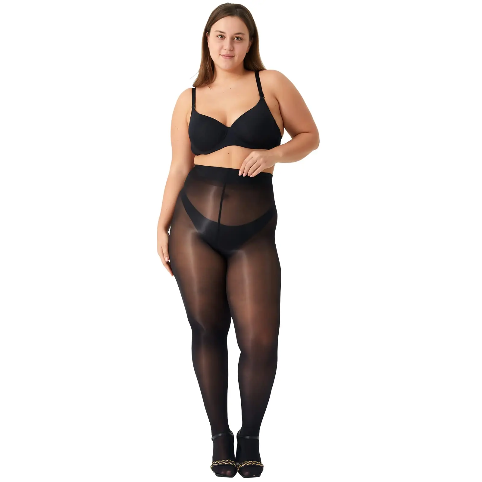 Kave 2 пары женских блестящих колготок размера плюс 15D прозрачные колготки с