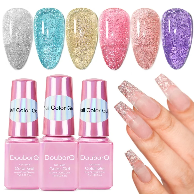 

7ml Glitter Gel Nail Polish Sparkly Sequins UV LED Soak Off Varnish For Manicure Semi Permanent Nail Art Gel Polish Decoration