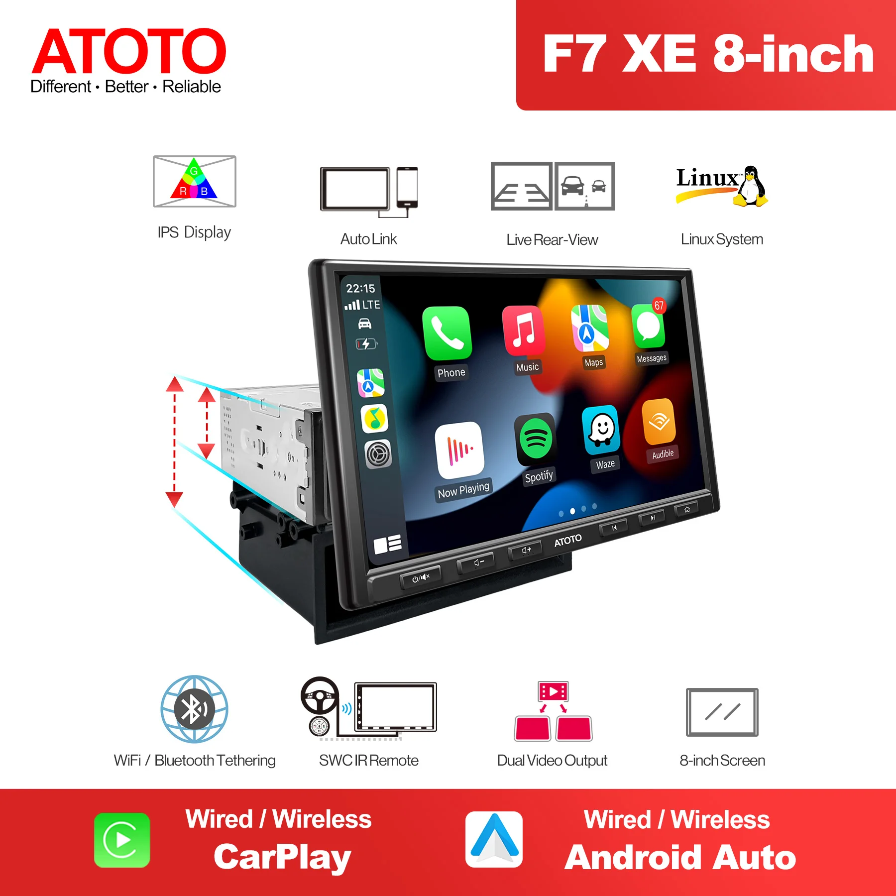 Мультимедийная магнитола ATOTO мультимедийная система с поддержкой HD Wi-Fi Bluetooth