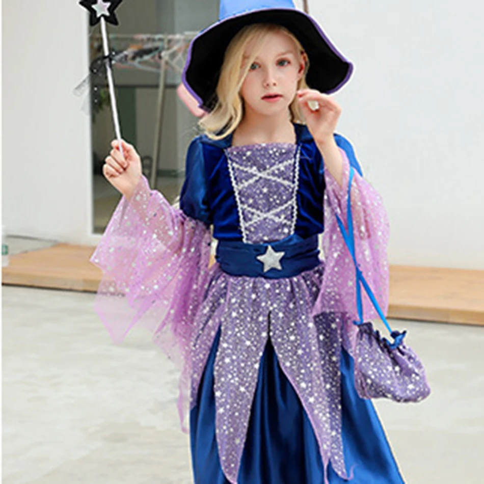 Witch Dress Halloween Kids Cosplay Demon For Girls Dress Maleficent Masquerade Party Tulle Long Dress Buy Three Get One Free