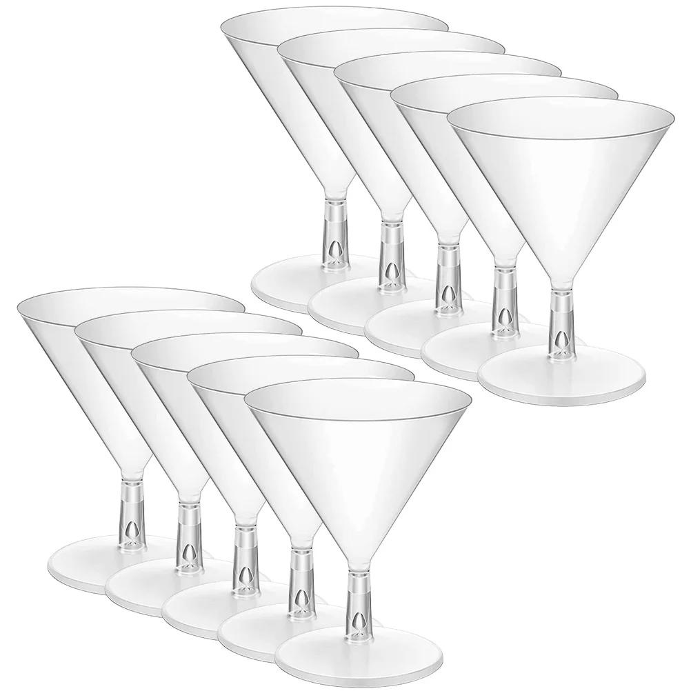 

10 Pcs Disposable Wineglass Martini Tumbler Champagne Flute Whiskey Glass Red Goblet Abs Martini Cocktail Glasses