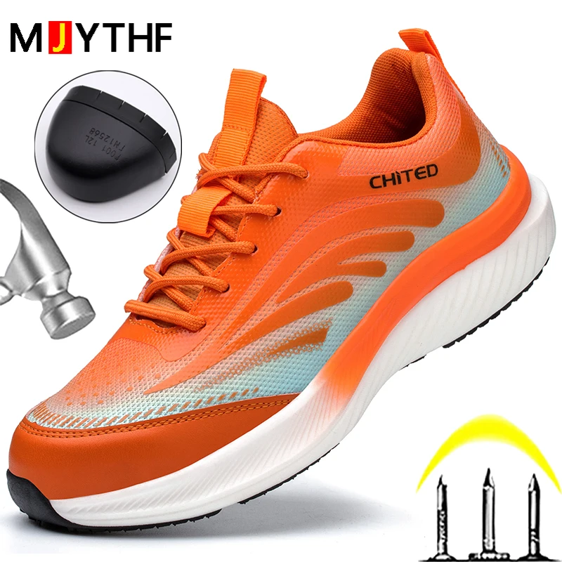 

New Women Safety Shoes Fashion Work Sneakers Anti-smash Anti-puncture Indestructible Shoes Lightweight Couple Protective Shoes