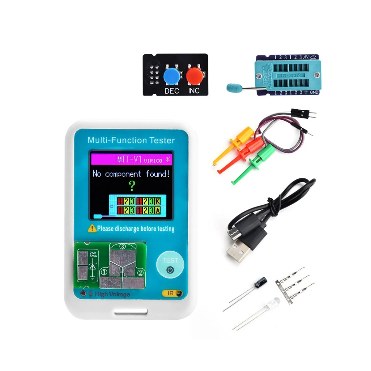 

High Quality Brand New MTT-V1 ESR Meter Transistor Tester Colorful Display TFT Diode Triode Capacitance SCR Inductance