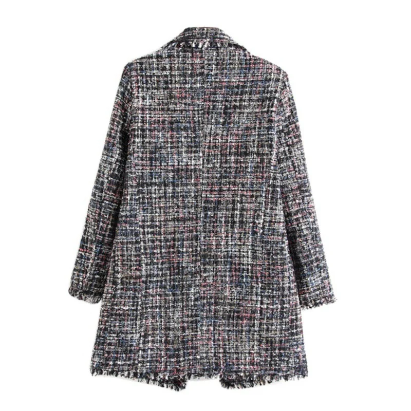 

New Winter Style Pearl Buttons Coat Women Notched Collar Long Tweed Female Tassel Comfortable Coats ZX1332