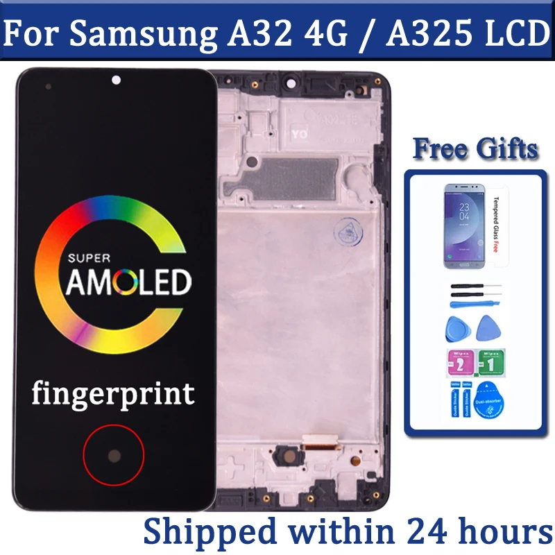 Super AMOLED для Samsung Galaxy A32 4G LCD для Samsung A325 A325F SM-A325F/DS ЖК-дисплей рамка сенсорный дигитайзер экран