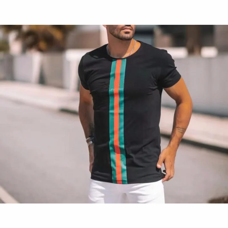 

Men's Summer Round Neck Gentleman Fashion T-Shirt Short Sleeve High Quality Light Luxury High-End Brand