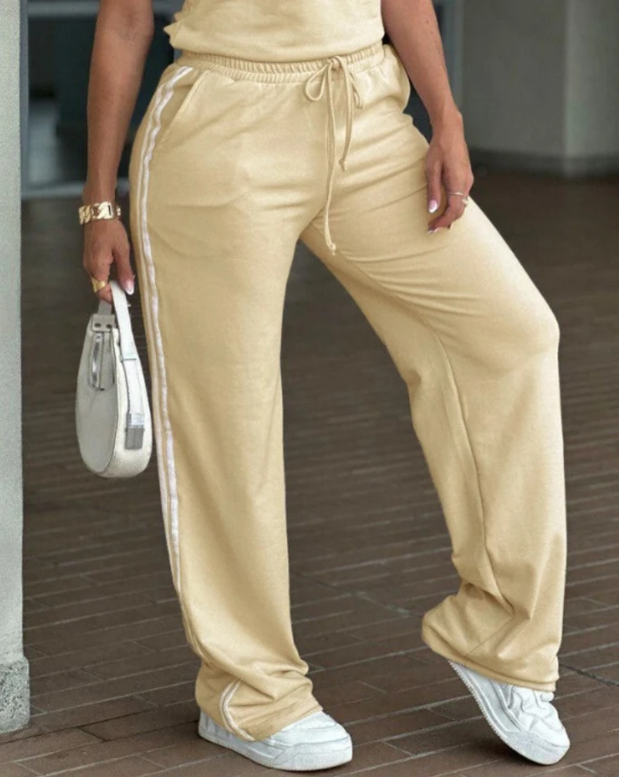 Женский комплект EAEOVNI полосатая футболка и брюки