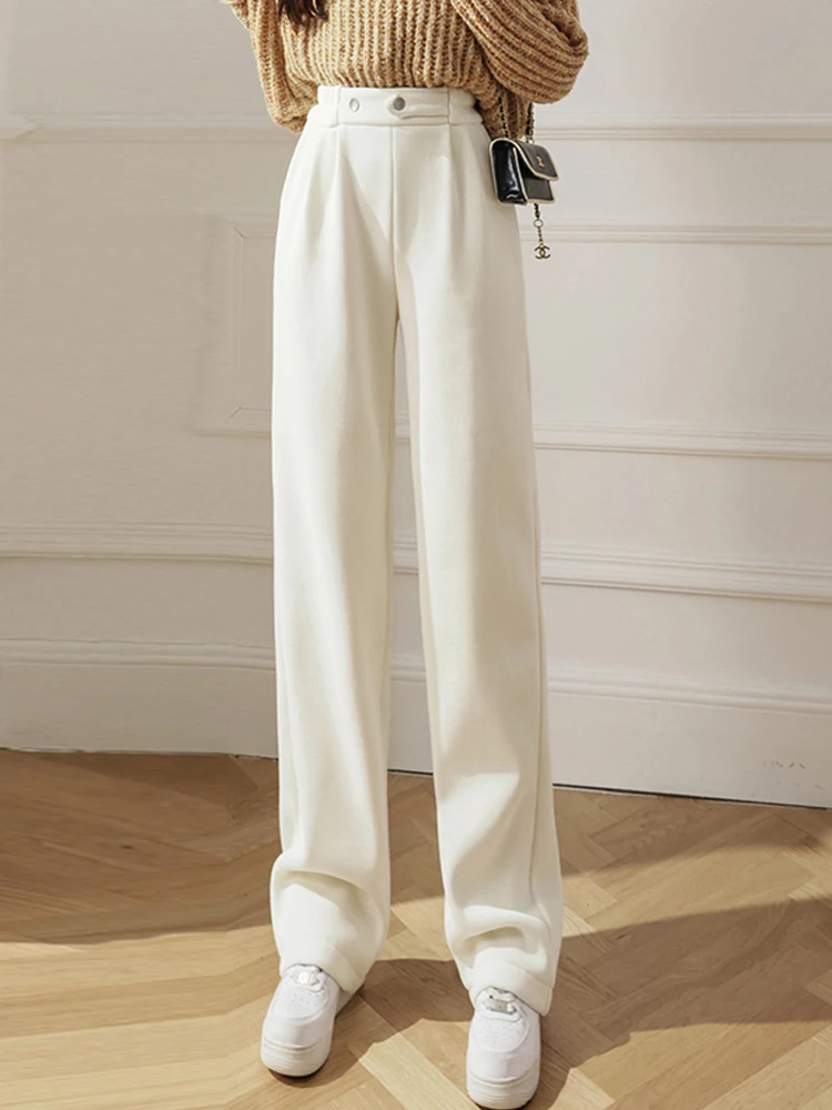 

Autumn Winter Soft And Comfortable Corduroy Pants Women High Waist Wide Leg Pants Casual Straight Trousers New With Velvet