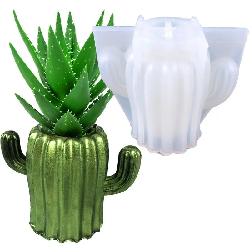 

Silicone Flower Pot Mold Cactus Pen Holder Silicone Mold 3D DIY Making Home Display Decor Crafts Pen Holder Resin Mold For DIY