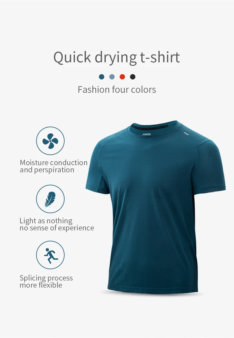 AONIJIE FM5125 Men Male Sports Quick Drying T-shirt Short Sleeve Breathable Tees Tops Summer For Outdoor Running Gym Daily