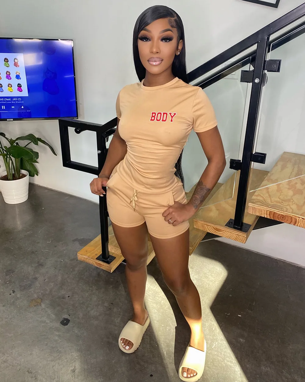 

Sports Suit Women Letter 2 Two Piece Sets 2022 Women's Shorts Sweatshirt Set Crew Neck Short Sleeve T Shirts Female Shorts Sets