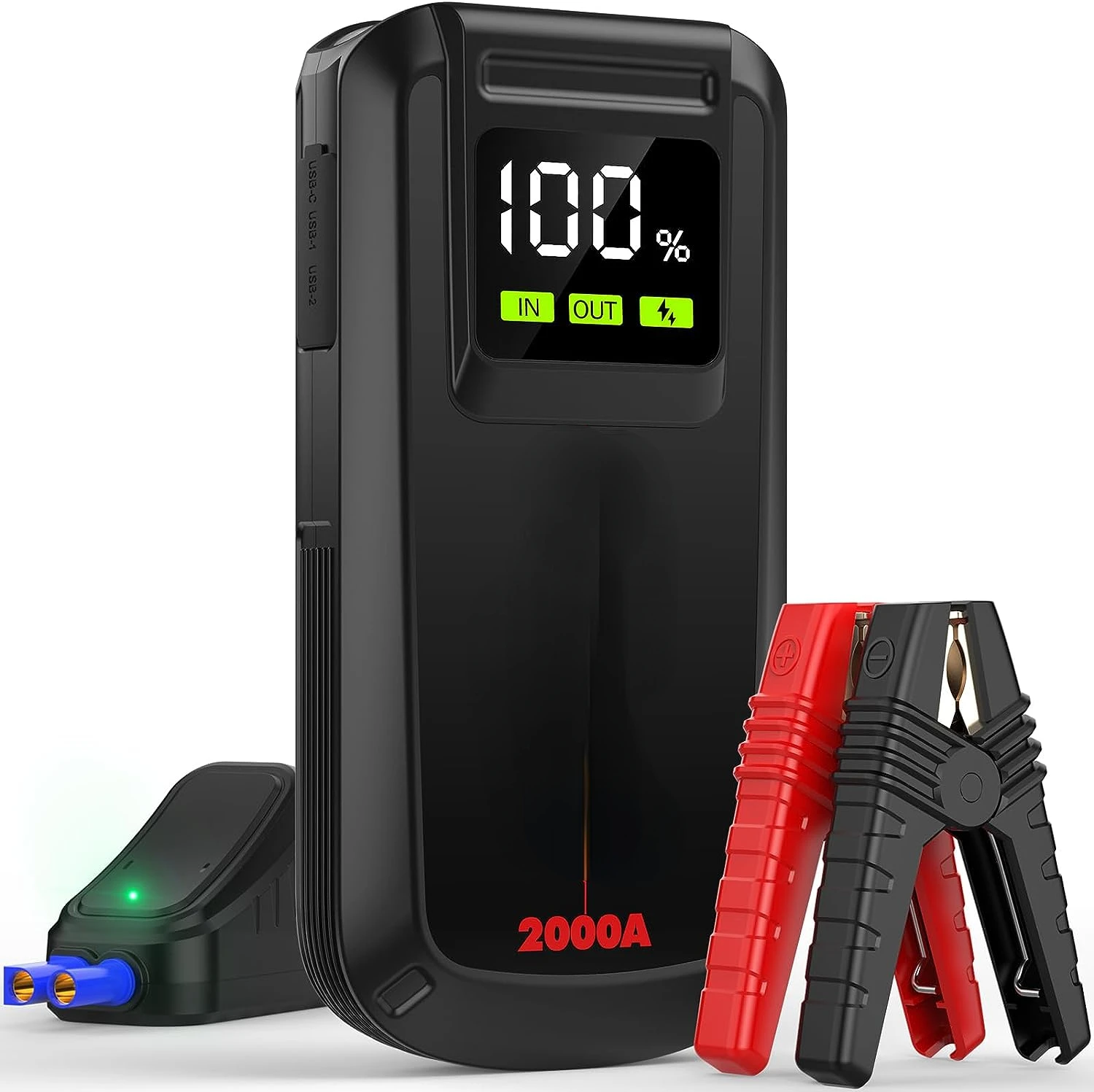

Jump Starter 2000A Peak Portable Car Jump Starter for Up to 8.0L Gas and 6.5L Diesel Engines, 12V Lithium Booster Pack with 2.5