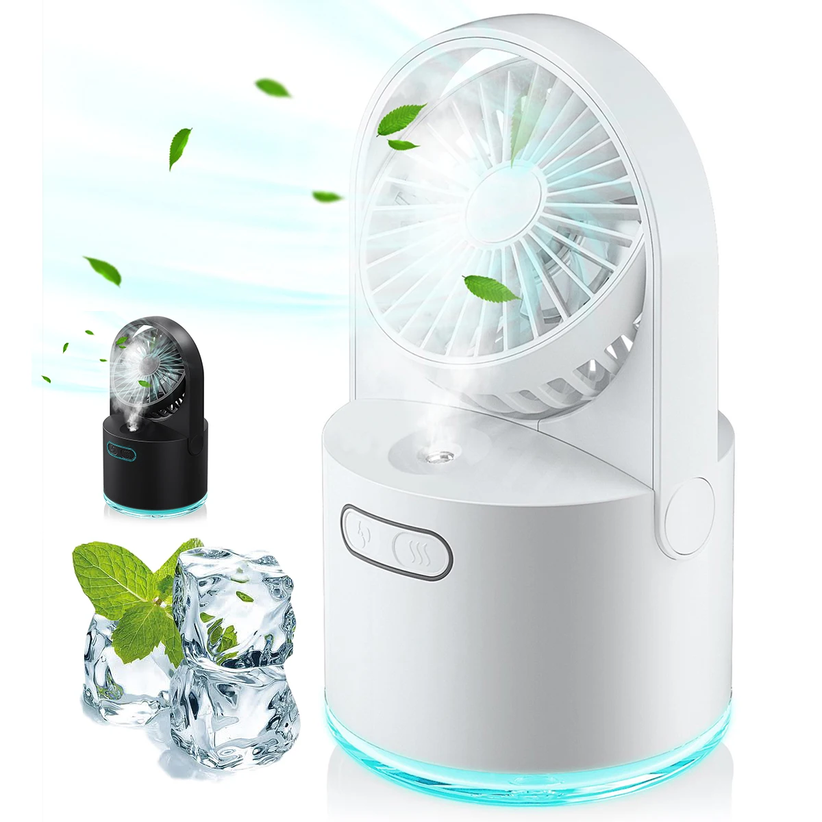 

Table Misting Fan Rechargeable Air Conditioner Fan with 2000mAh Battery 3 Speed Adjustable Angle Car Air Cooler Fan Humidifier