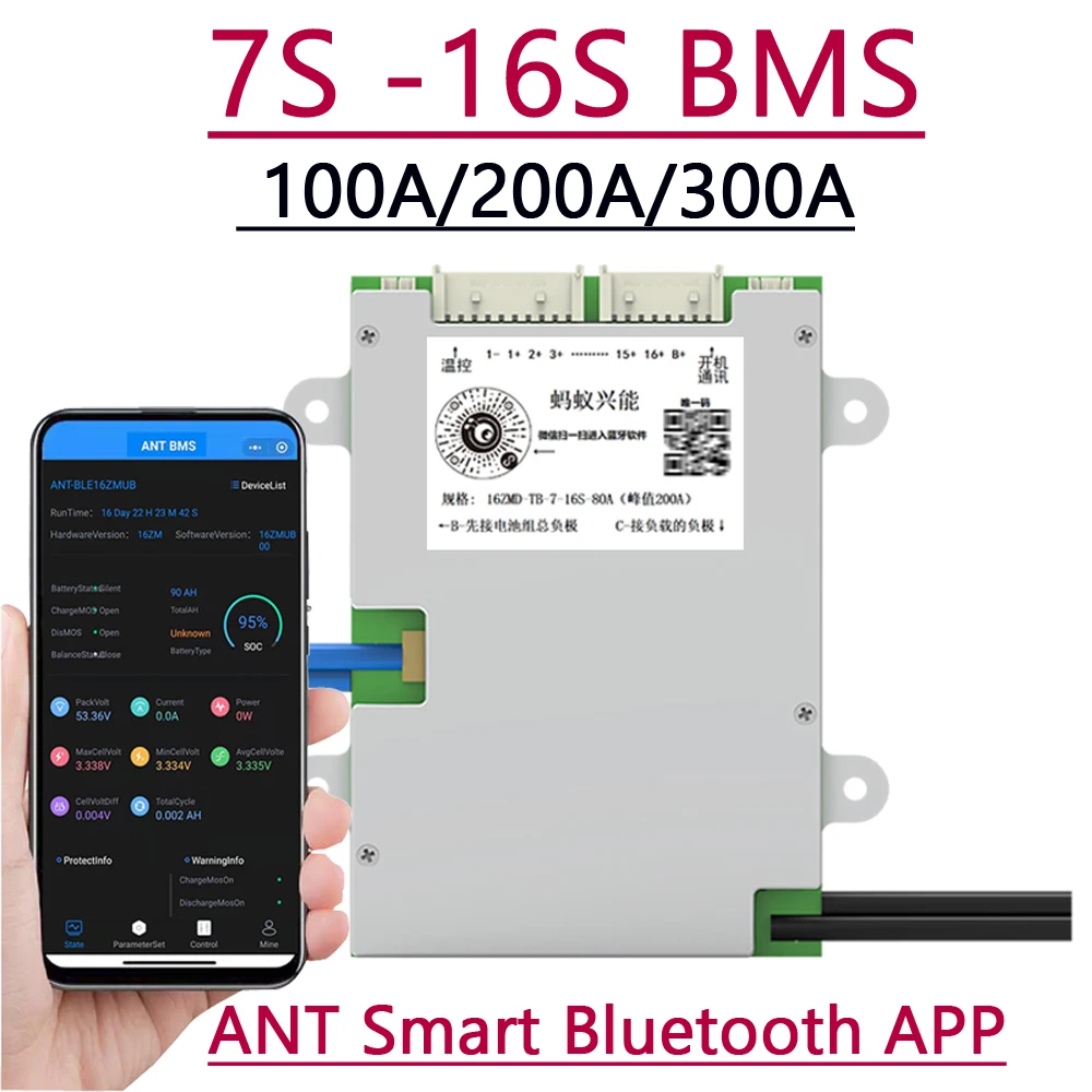 

Новая умная Bluetooth 7S -16S 100A 200A 300A, создающая искусство, защитная плата 8S 13S 14S 24V 36V 48V 60V для электромобиля