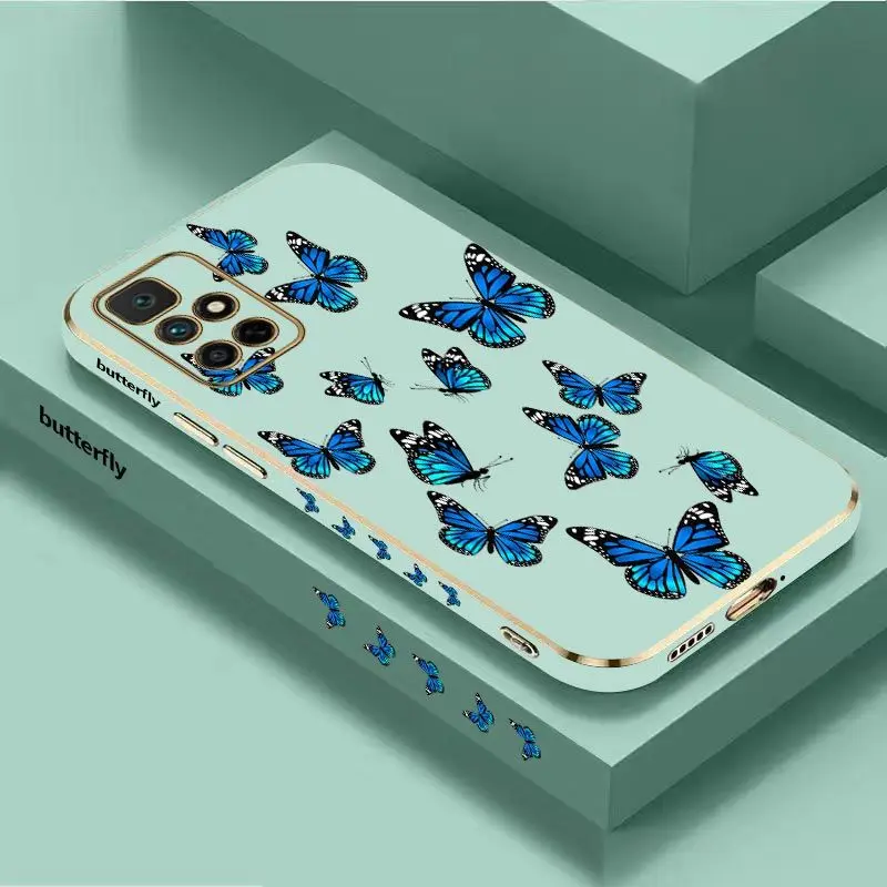 Butterfly Diagram Luxury Plating Phone Case For Xiaomi Redmi 10 10A 12C 9 10C 9T 9A A1 9C Cover