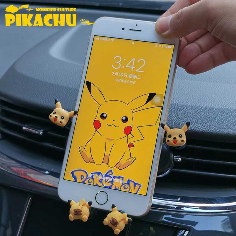 

Kawaii Hello Kitty Car Mobile Phone Bracket Mini Car Navigation Phone Bracket Cute Air Outlet Gravity Telescopic Bracket Clip