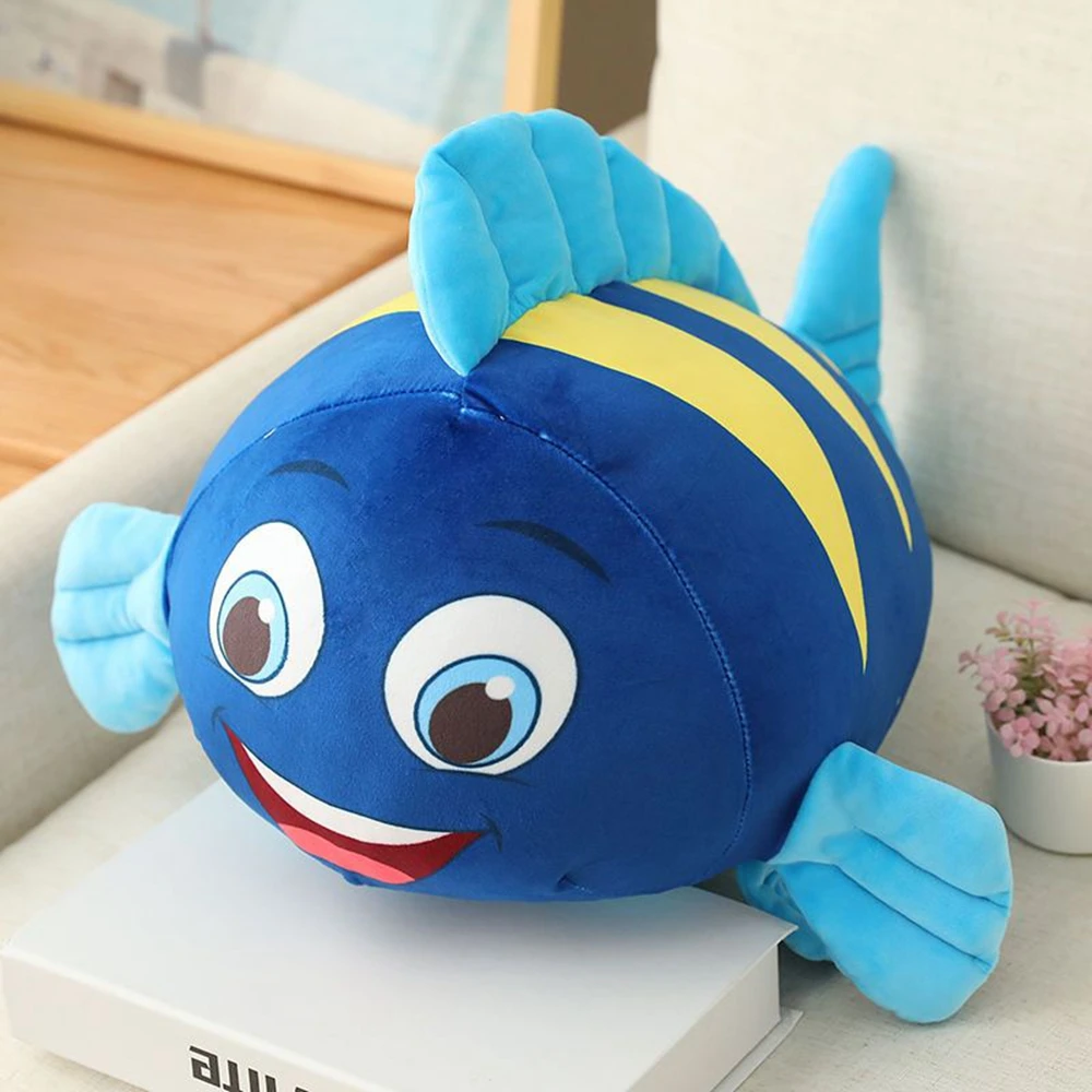 

35-55CM New Cute Clown Fish Plush Toy Throw Pillow Round Soft Cushion Sleeping Smiley Face Doll Children's Birthday Gift