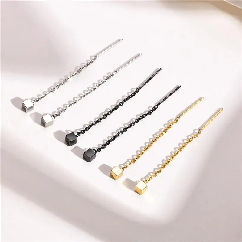 

Минималистичные длинные висячие серьги с кисточками для женщин, из нержавеющей стали, геометрические, квадратные, круглые, висячие, для ушей, для девушек, ювелирные изделия