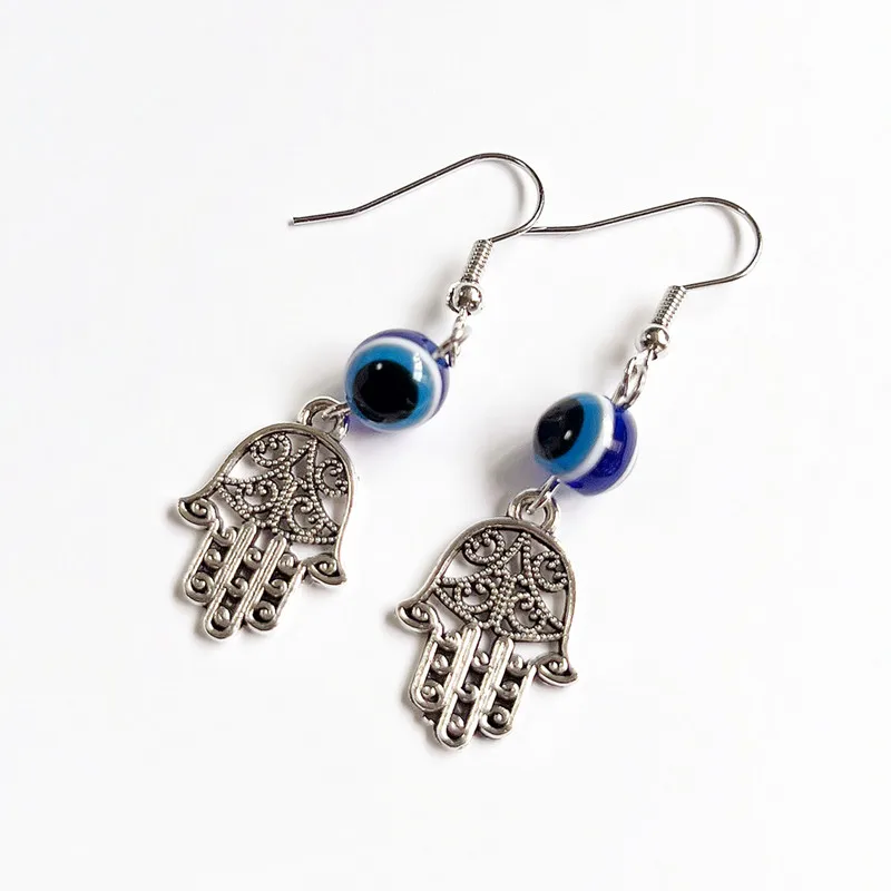 

Hamsa Hand Earrings Fatima Hand Spiritual Yoga Buddha Evil Eye Pendant Earrings Ladies Protection Lucky Love Religious Jewelry