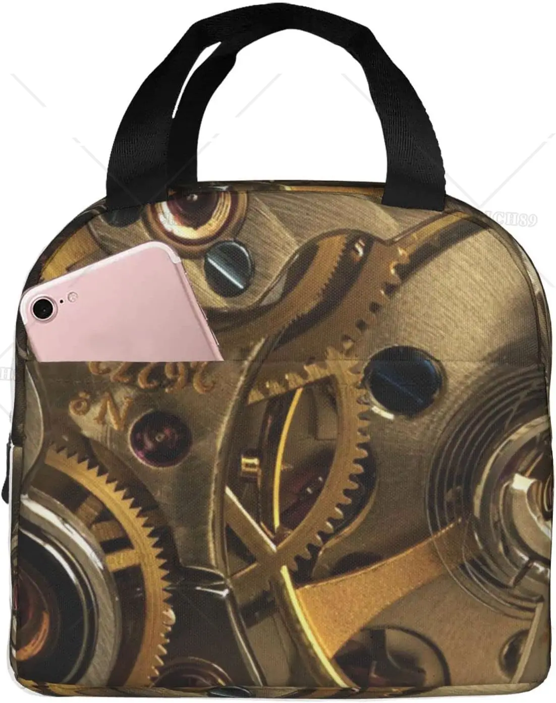 

Cool Steampunk Gears Insulated Lunch Bags for Men and Women, Reusable Lunch Boxes, Waterproof Tote Bags for Outdoors