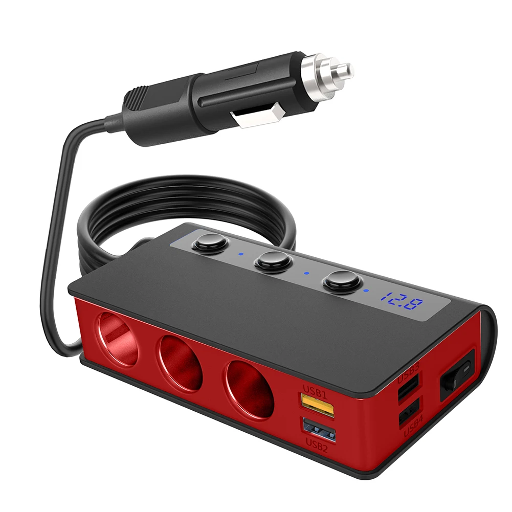 

Quick Charge 3.0 Cigarette Lighter Splitter 12V/24V 3-Socket 180W ON-OFF DC Power Car Splitter with 4-Port USB Car Charger New