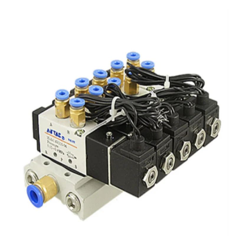 

DC 24V 5/32" Quick Fitting 2 Position 5 Way 5 Solenoid Valve w Base Muffler