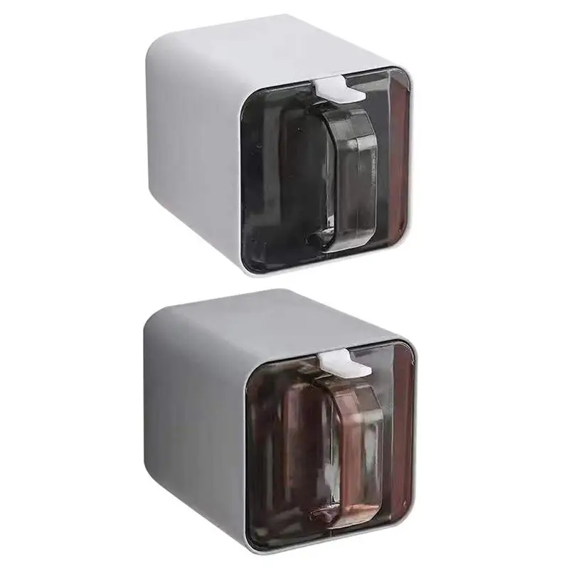 

Wall-mounted Condiment Box Kitchen Spice Containers Moisture-proof Square Spice Jar With Caps Spoon Spice Salt Storage