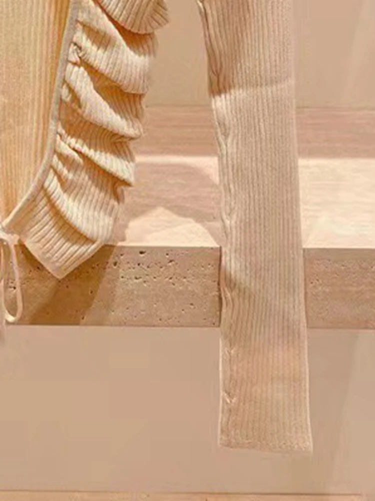 

Women Pullover Fall/Winter 2022 Long Sleeve Solid Color Lace-up Round Neck Knit Top Backless Sweater
