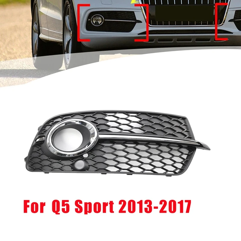 

Front Bumper Fog Light Honeycomb Grille Cover For Q5 Sport 2013-2017 Lower Grille Fog Lamp Bezel