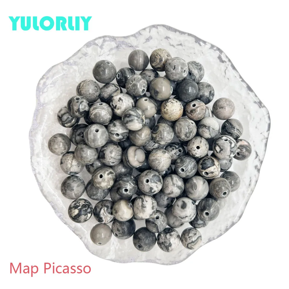 

Gray White Picasso Jasper Round Natural Stone Beads For Jewelry 6/8/10mm Matte