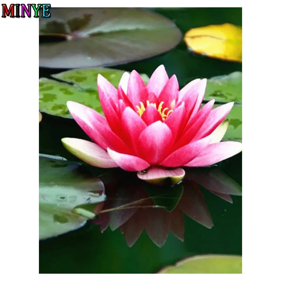 

5D алмазная живопись «сделай сам», цветок, лотос, полная вышивка, вышивка крестиком, распродажа картин стразы, Алмазная мозаика, домашний дек...