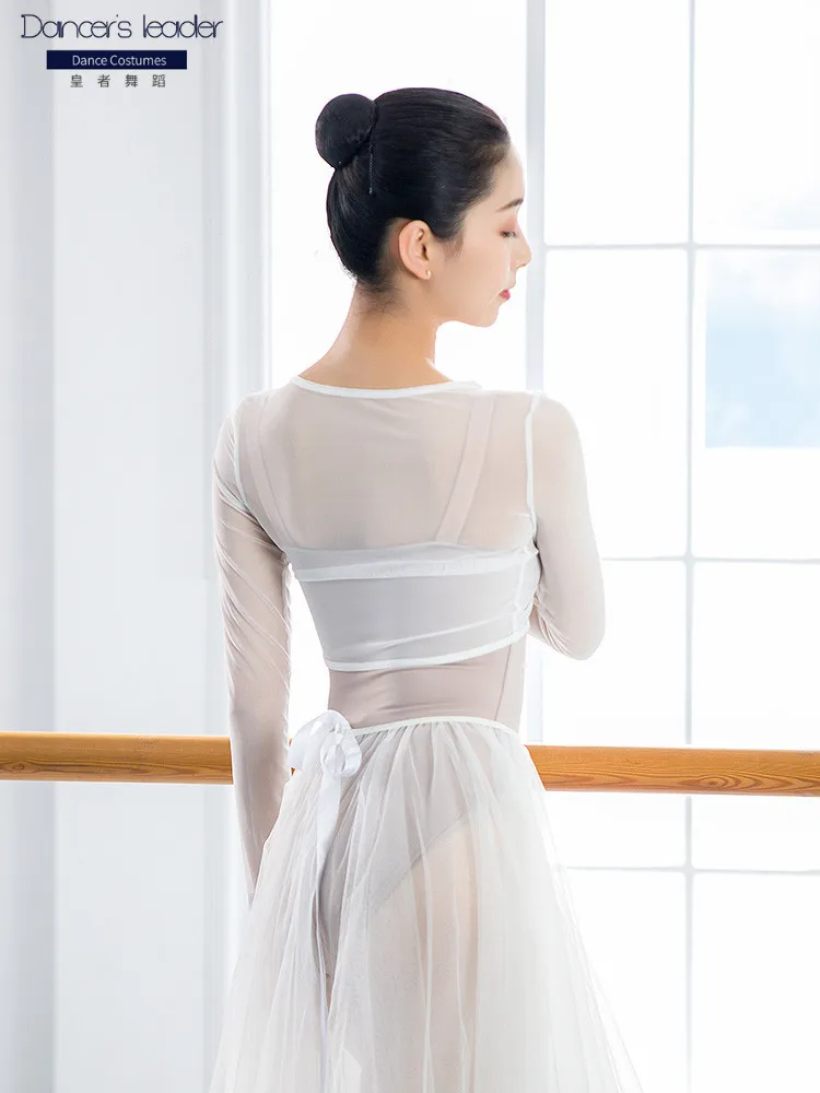 Ballet Dance Clothes Women's Short Mesh Gauze Top Light And Thin Lace Pleated Gauze Clothes Adult Ballet Practice Clothes