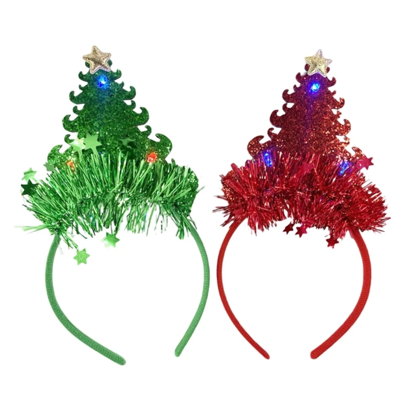 

Светодиодная рождественская повязка на голову, рождественская повязка для волос, повязка на голову с рождественской елкой, для