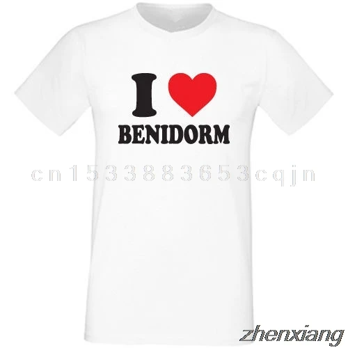 Футболка с надписью «I Love Heart Benidorm» для мужчин и женщин