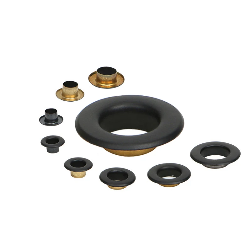 

100sets Lacquer Matte Black Eyelets Flat Type Brass Eyelet for Leathercraft Shoes Bag Canvas Dress Clothes Accessories Grommet