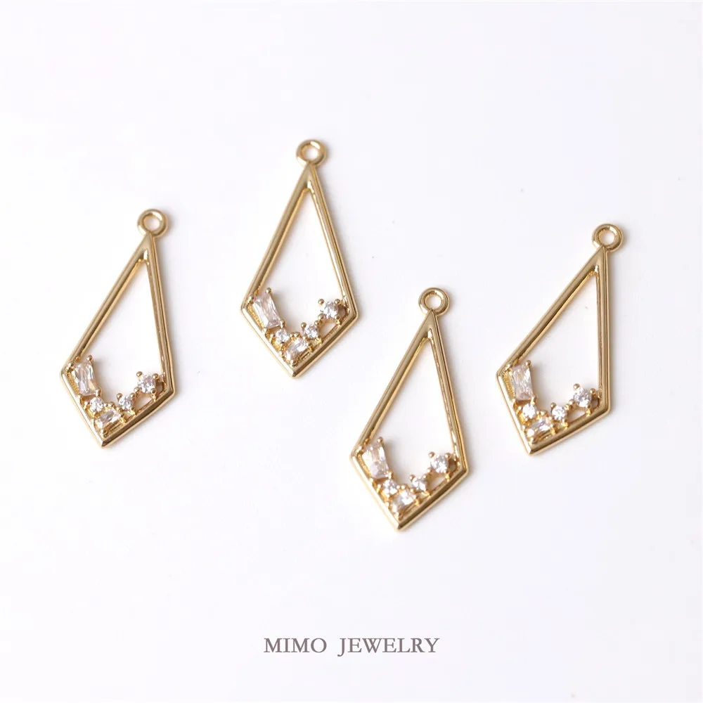 

Color copper plated gold geometric diamond irregular micro-inlaid zircon pendant DIY accessories