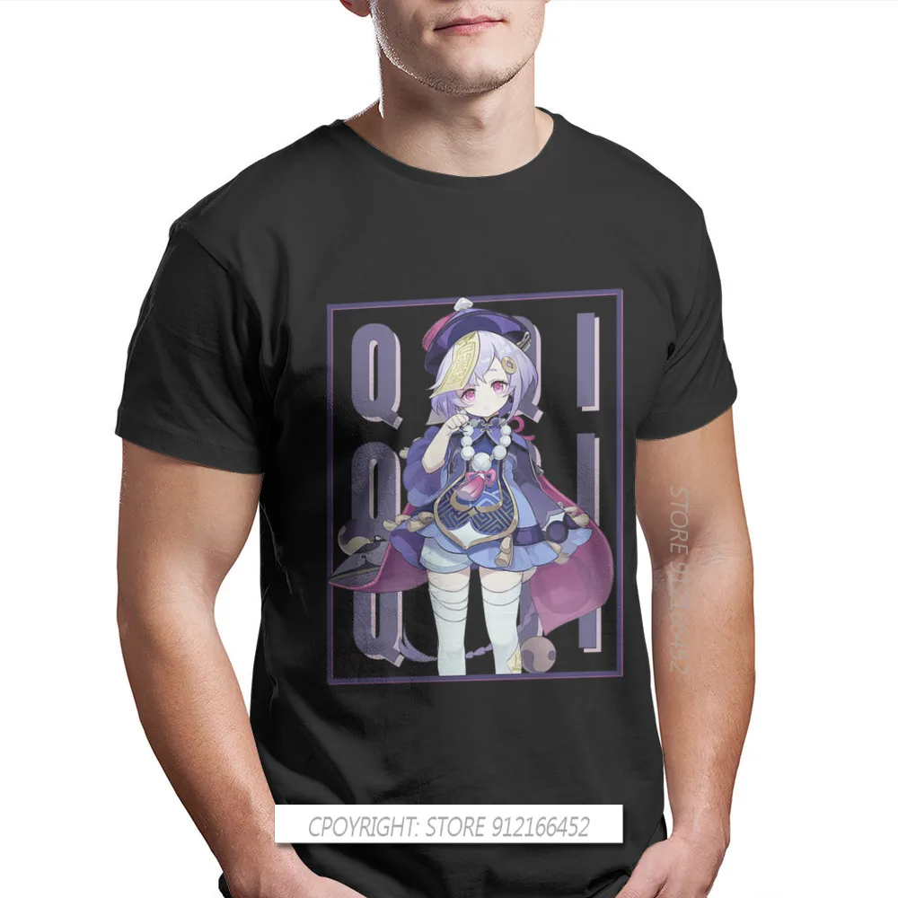 Qiqi Round Collar TShirt Genshin Impact Game Paimon Teyvat Venti Childe Fabric Classic Man's T-Shirts Fashion Oversize Hot Sale