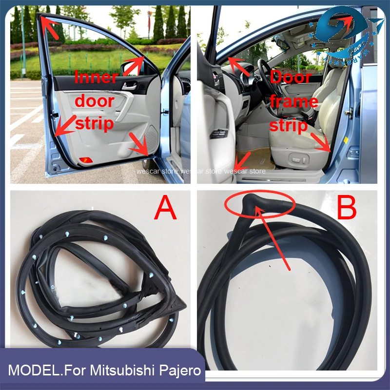 

Car Door Rubber Seal Doorpost Strip For Mitsubishi Pajero MONTERO V31 V43 V32 V33 1989 1990 1991 1992 1993 1994 1995 1996-1999