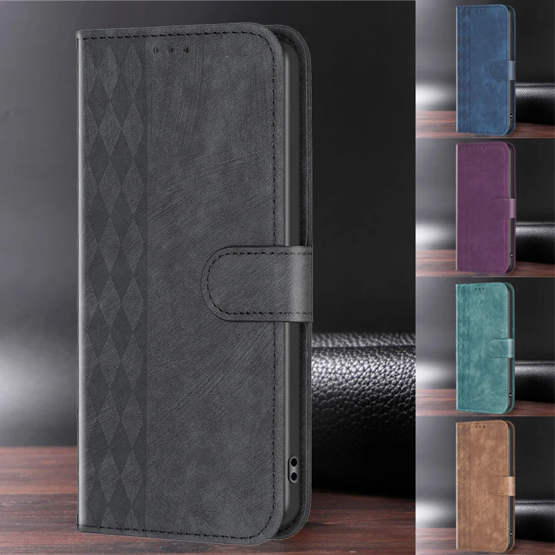 

Matte Wallet Grid Leather Case For OPPO A74 A54S A16S A52 A72 A92 A93 A94 A95 A55 5G A16 Flip Cover Phone Protective Bag 2023